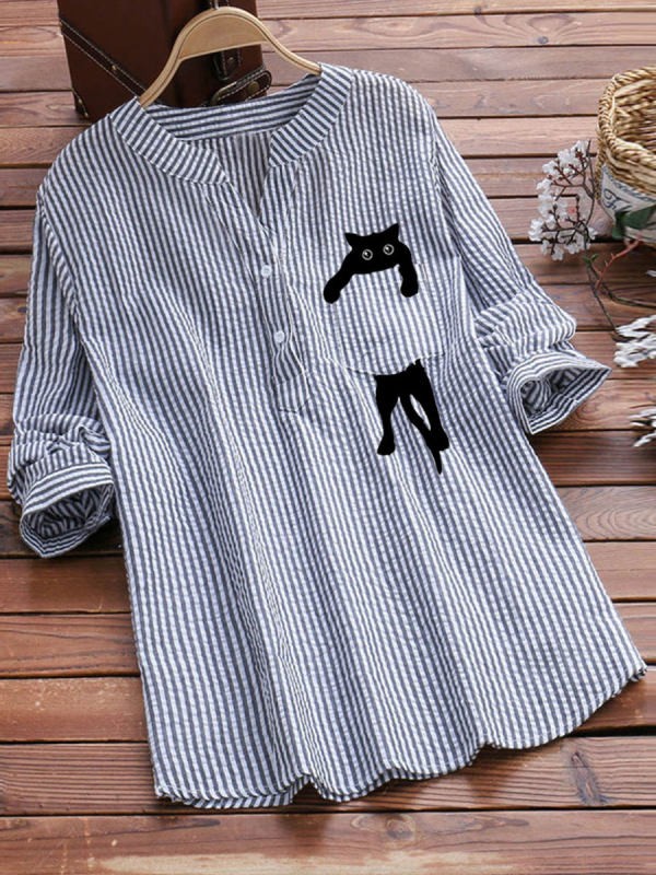 Blouse with Pocket Cat